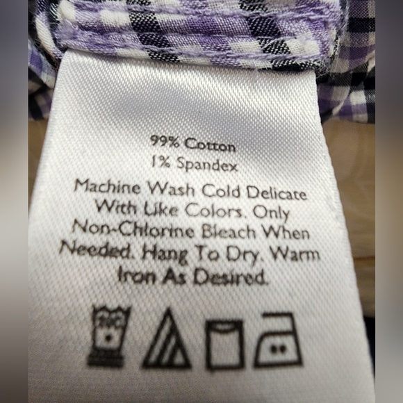 Eddie Bauer Purple Black Check Long Sleeve Cotton Shirt SZ XL - Picture 7 of 8